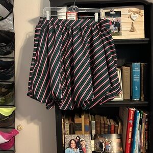 Pink and Green Bubble Mini Skirt with Ruched Tie Front